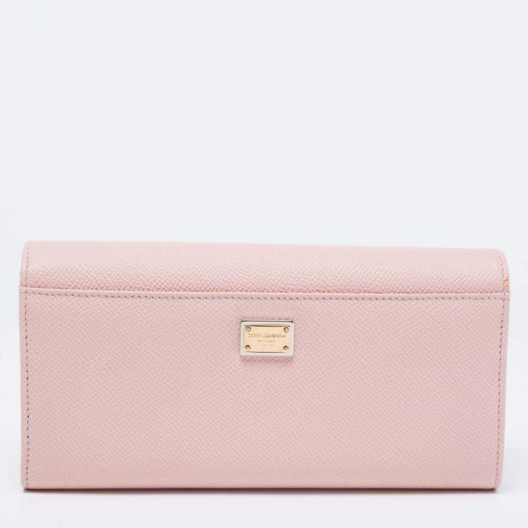 Pre Owned Dolce & Gabbana Pink Leather Dauphine Continental Wallet