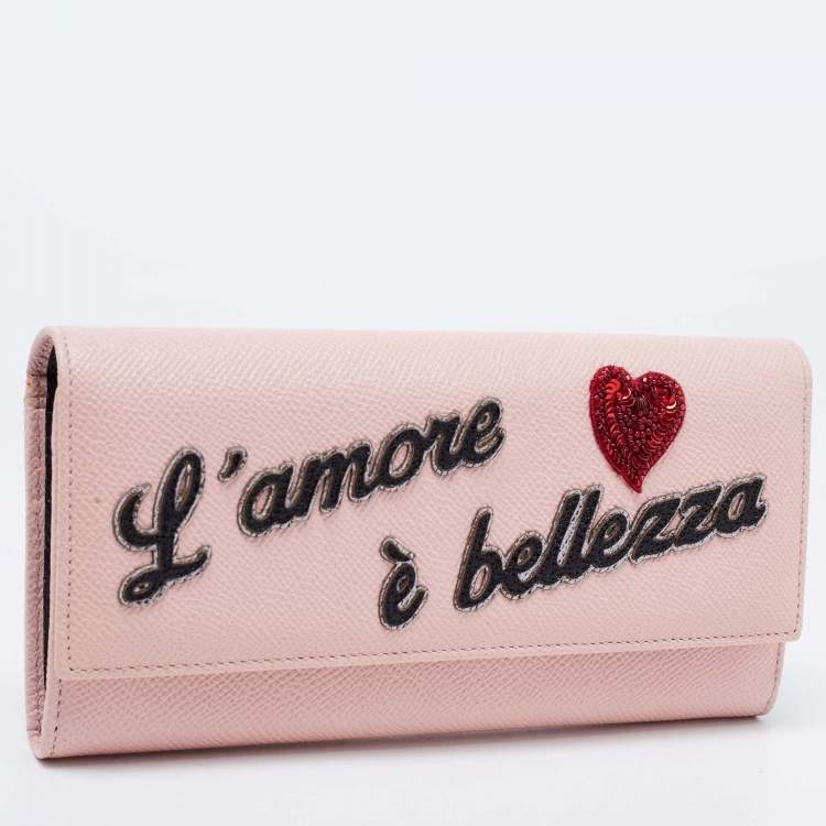 Pre Owned Dolce & Gabbana Pink Leather Dauphine Continental Wallet
