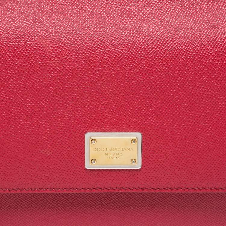 Pre Owned Dolce & Gabbana Red Leather Medium Miss Sicily Tote 