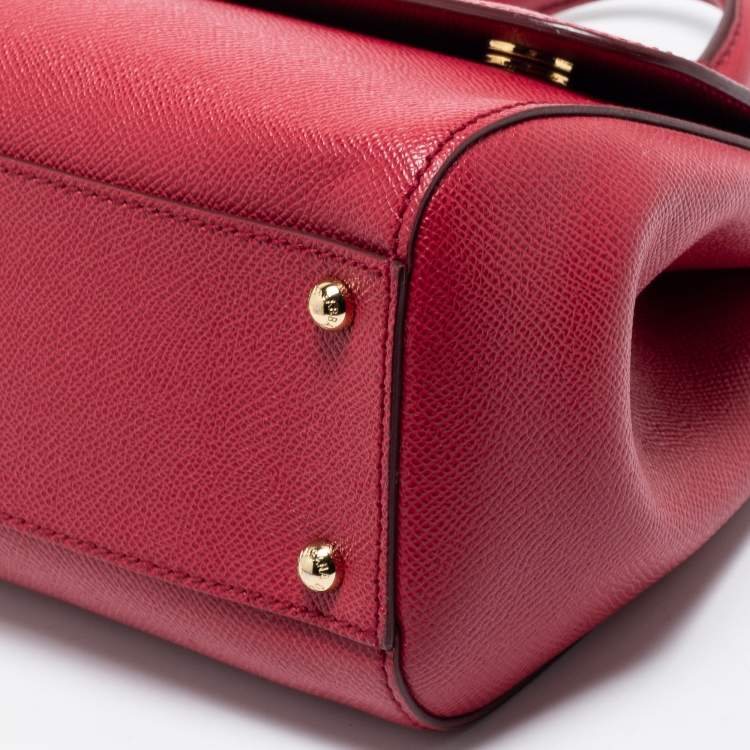Pre Owned Dolce & Gabbana Red Leather Medium Miss Sicily Tote 