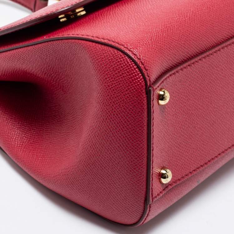 Pre Owned Dolce & Gabbana Red Leather Medium Miss Sicily Tote 
