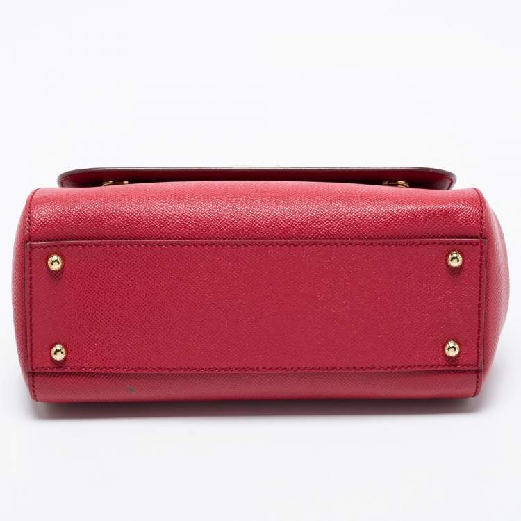Pre Owned Dolce & Gabbana Red Leather Medium Miss Sicily Tote 