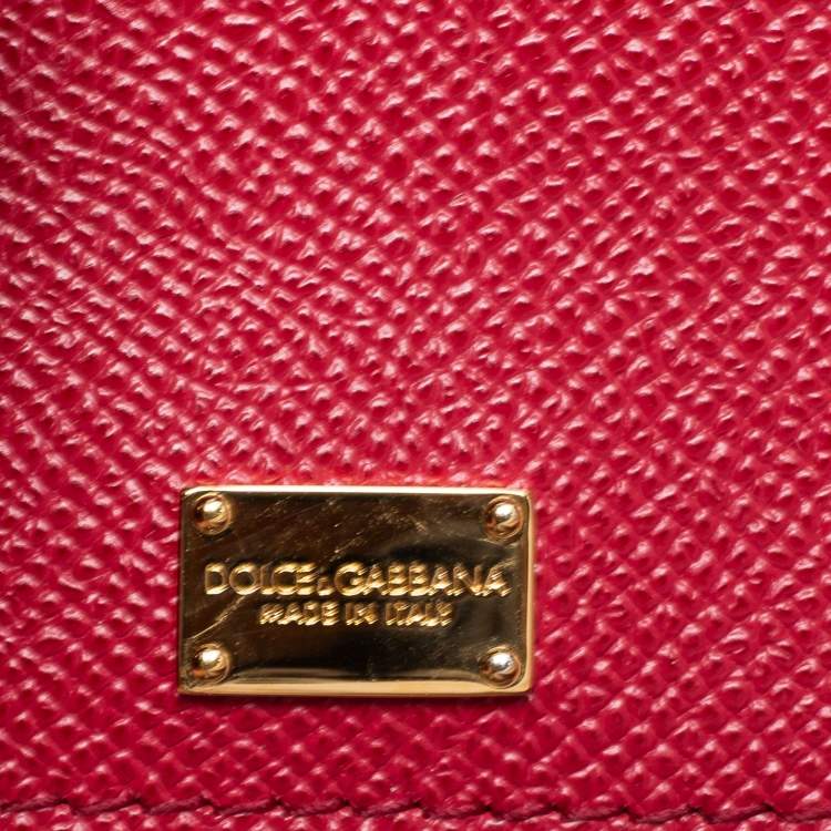 Pre Owned Dolce & Gabbana Red Leather Medium Miss Sicily Tote 