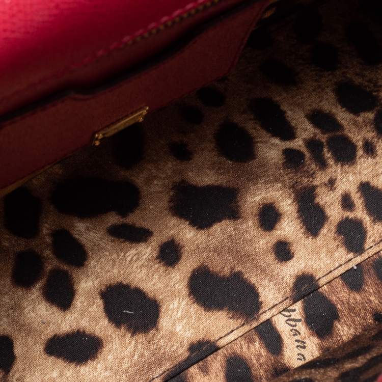 Pre Owned Dolce & Gabbana Red Leather Medium Miss Sicily Tote 