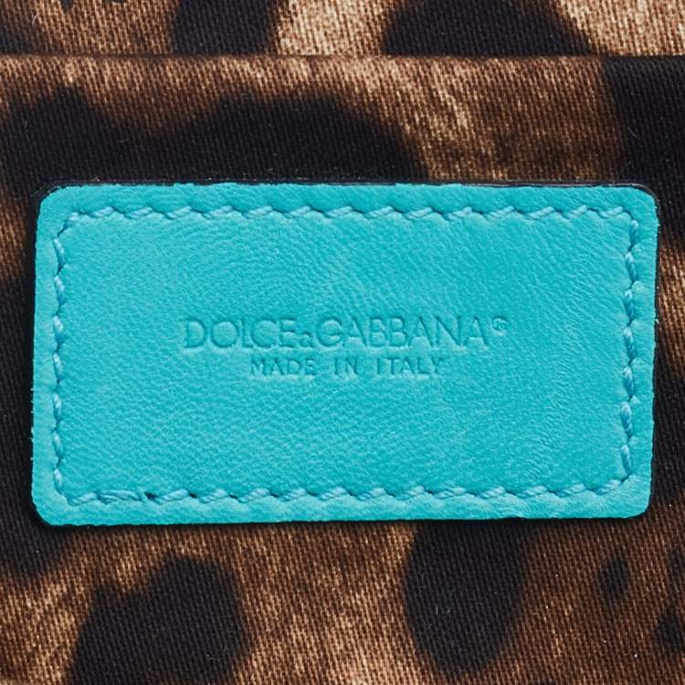Pre Owned Dolce & Gabbana Turquoise Leather Frame Chain Shoulder Bag
