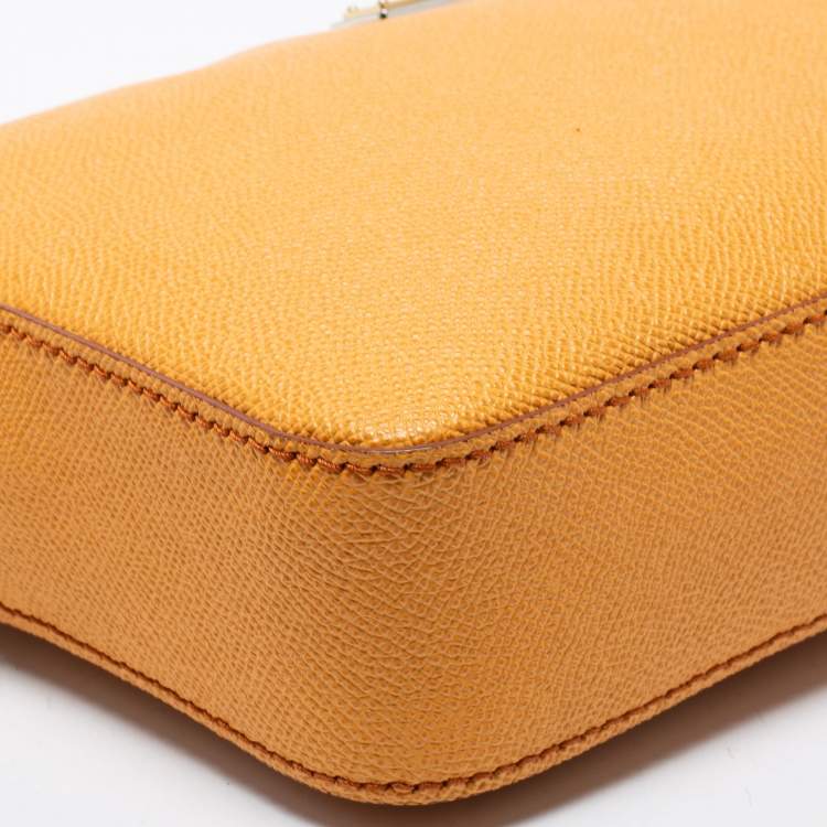 Pre Owned Dolce & Gabbana Yellow Leather Glam Crossbody Bag