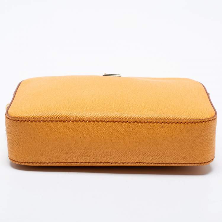 Pre Owned Dolce & Gabbana Yellow Leather Glam Crossbody Bag