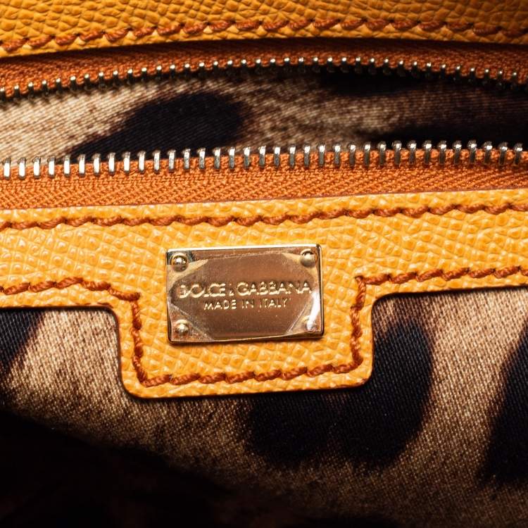 Pre Owned Dolce & Gabbana Yellow Leather Glam Crossbody Bag