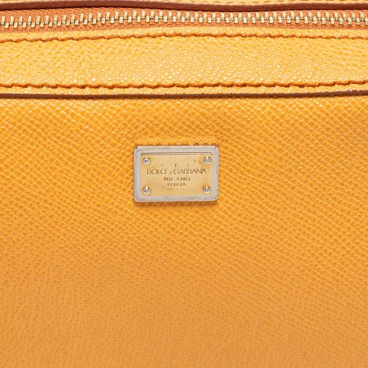 Pre Owned Dolce & Gabbana Yellow Leather Glam Crossbody Bag