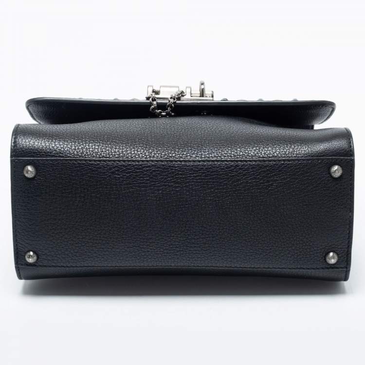 مملوكة مسبقًا Dolce & Gabbana Black Leather Medium Miss Monica Studded Top Handle Bag