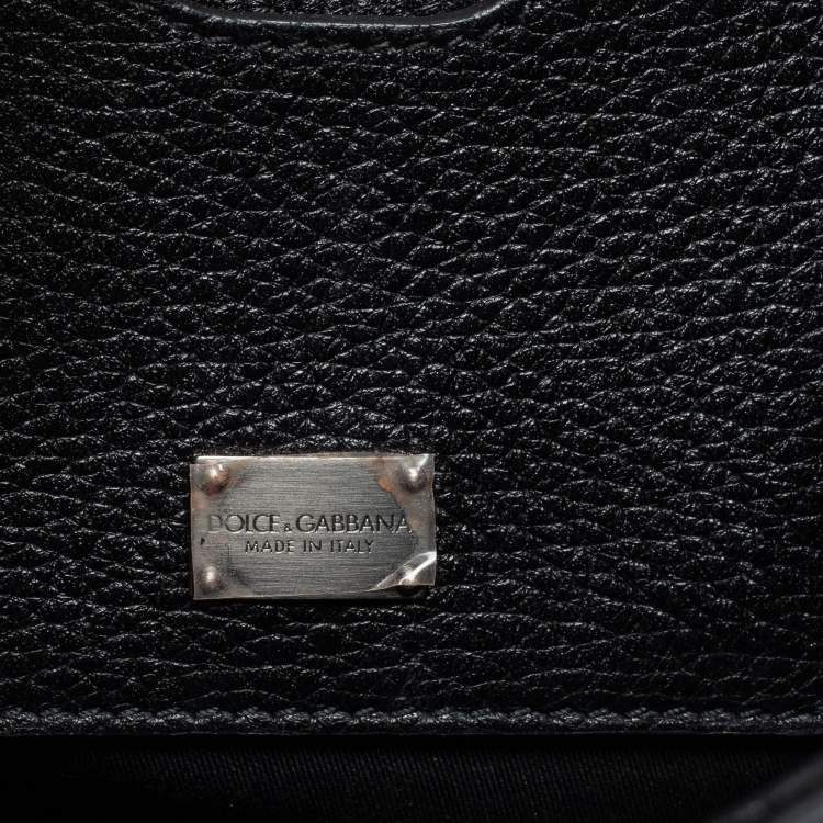مملوكة مسبقًا Dolce & Gabbana Black Leather Medium Miss Monica Studded Top Handle Bag