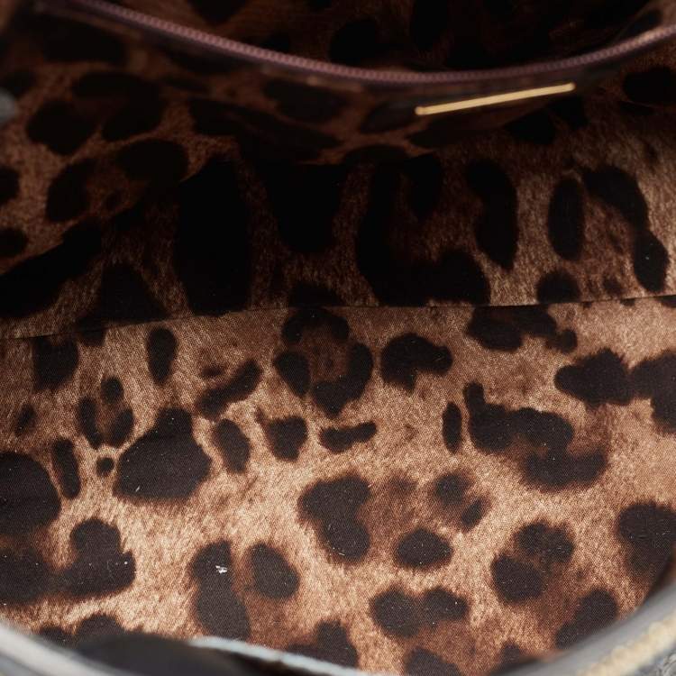 Pre Owned Dolce & Gabbana Grey Python Leather Large Miss Sicily Top Handle Bag
