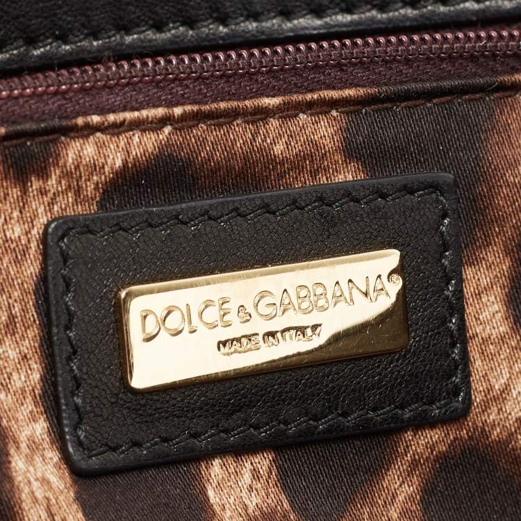 Pre Owned Dolce & Gabbana Grey Python Leather Large Miss Sicily Top Handle Bag