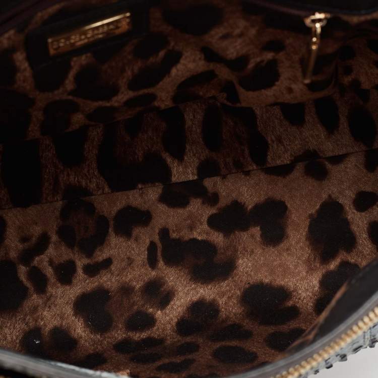 Pre Owned Dolce & Gabbana Grey Python Leather Large Miss Sicily Top Handle Bag