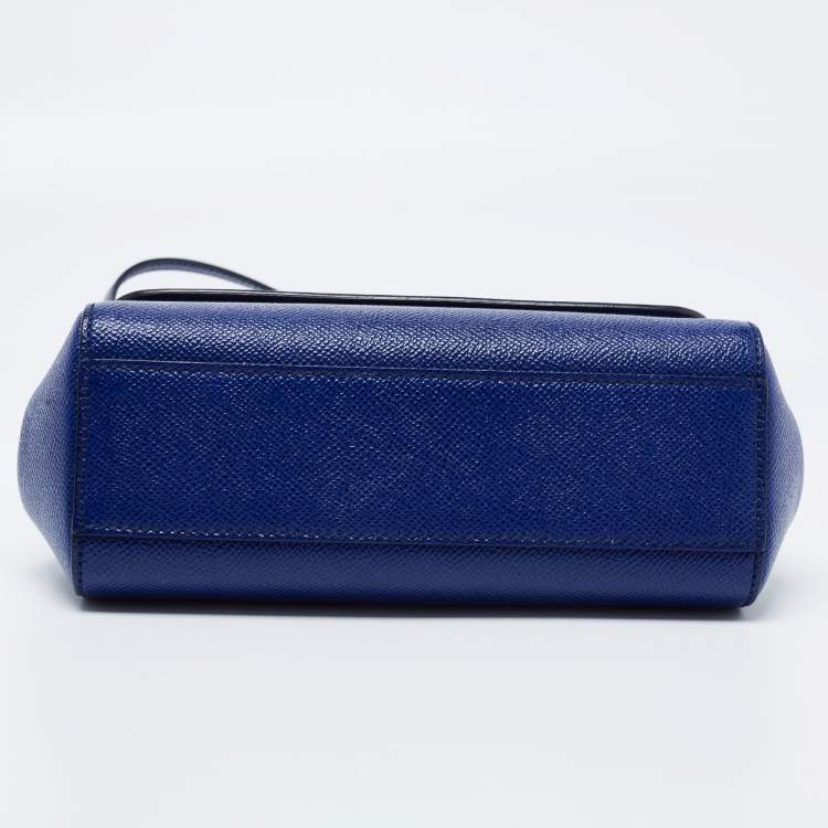 Pre Owned Dolce & Gabbana Blue Leather Small Miss Sicily Top Handle Bag