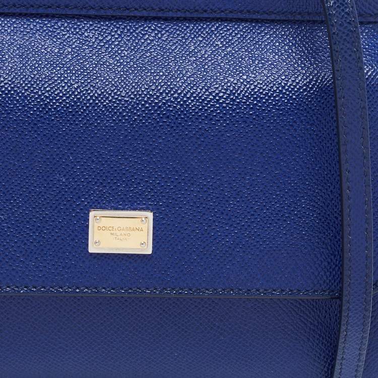 Pre Owned Dolce & Gabbana Blue Leather Small Miss Sicily Top Handle Bag