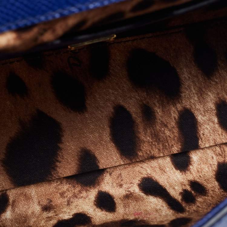 Pre Owned Dolce & Gabbana Blue Leather Small Miss Sicily Top Handle Bag