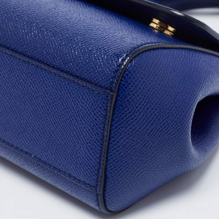 Pre Owned Dolce & Gabbana Blue Leather Small Miss Sicily Top Handle Bag