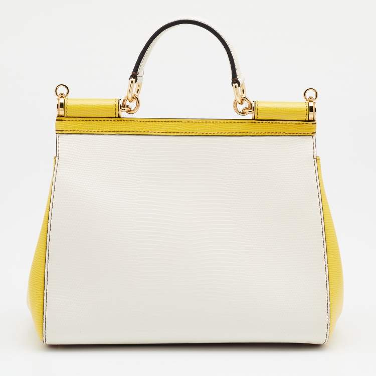 Pre Owned Dolce & Gabbana Tri Color Dauphine Leather Medium Miss Sicily Top Handle Bag