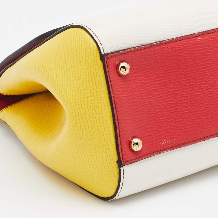 Pre Owned Dolce & Gabbana Tri Color Dauphine Leather Medium Miss Sicily Top Handle Bag