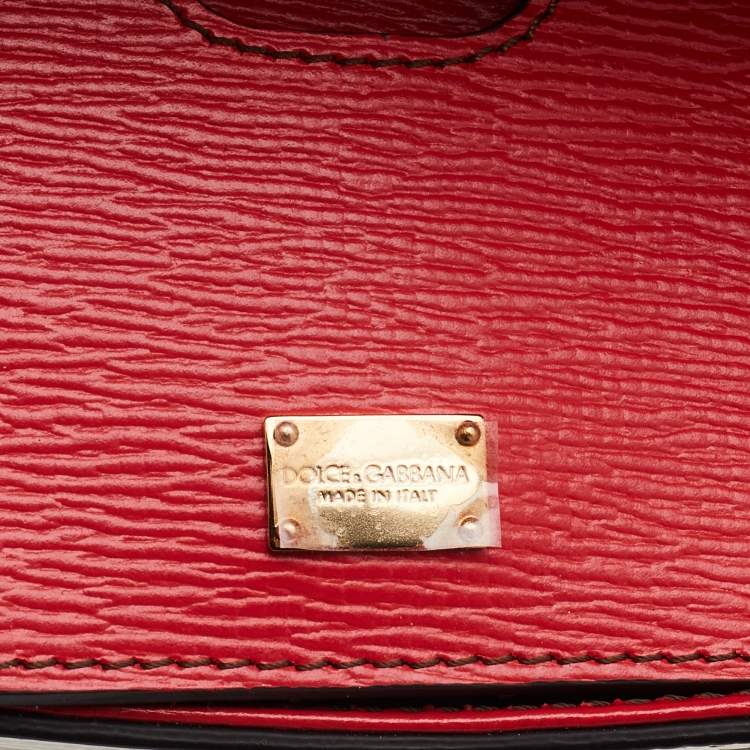Pre Owned Dolce & Gabbana Tri Color Dauphine Leather Medium Miss Sicily Top Handle Bag