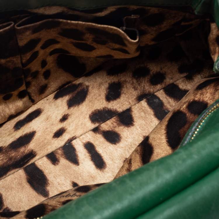 Pre Owned Dolce & Gabbana Green Python Leather Small Miss Sicily Top Handle Bag