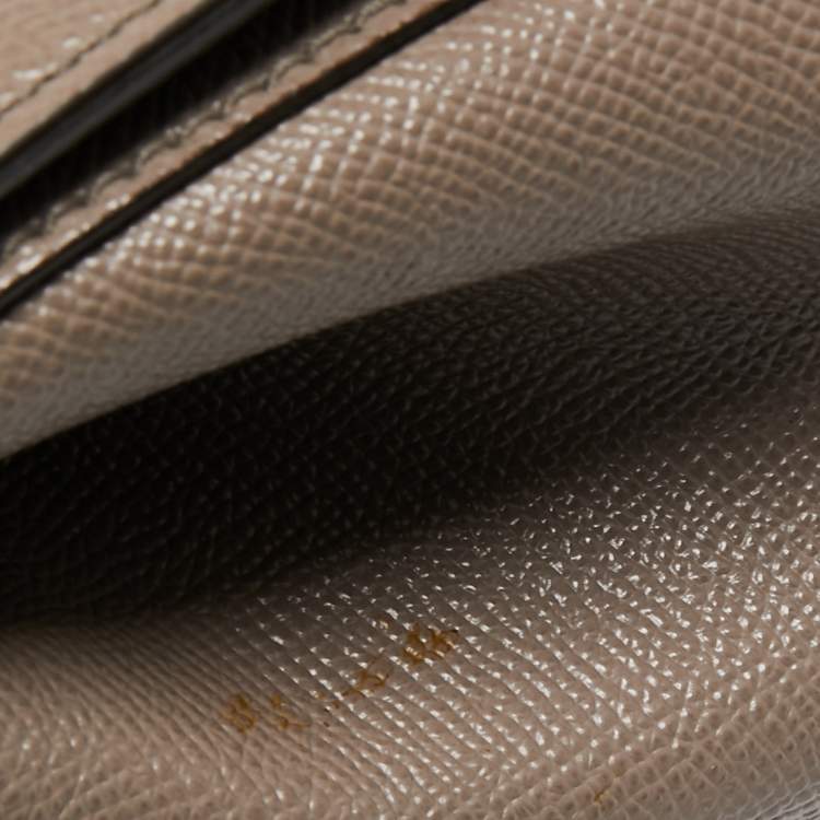 Pre Owned Dolce & Gabbana Dark Beige Leather Medium Miss Sicily Top Handle Bag