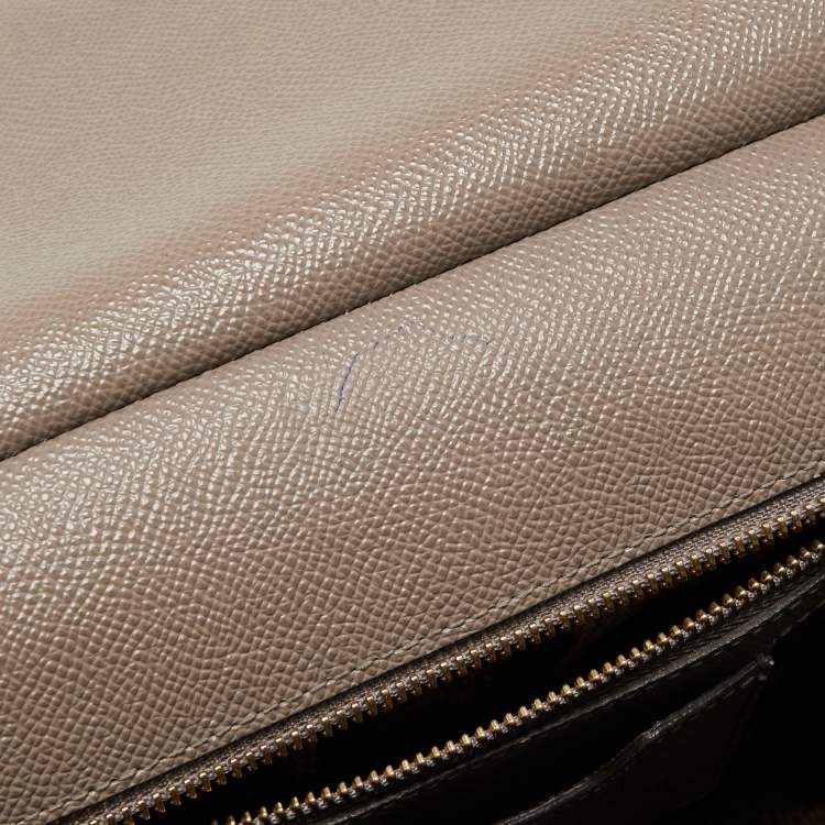 Pre Owned Dolce & Gabbana Dark Beige Leather Medium Miss Sicily Top Handle Bag