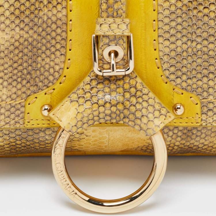 Pre Owned Dolce & Gabbana Yellow Snakeskin Leather Small Shoulder Bag