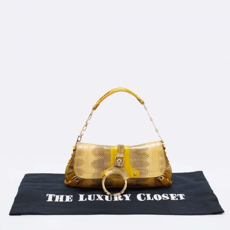 Pre Owned Dolce & Gabbana Yellow Snakeskin Leather Small Shoulder Bag