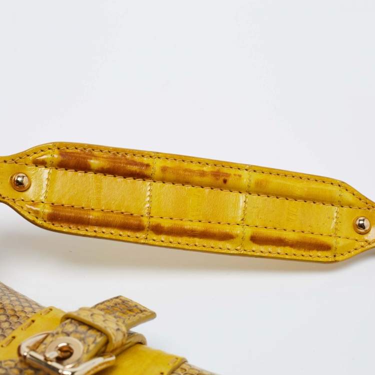 Pre Owned Dolce & Gabbana Yellow Snakeskin Leather Small Shoulder Bag