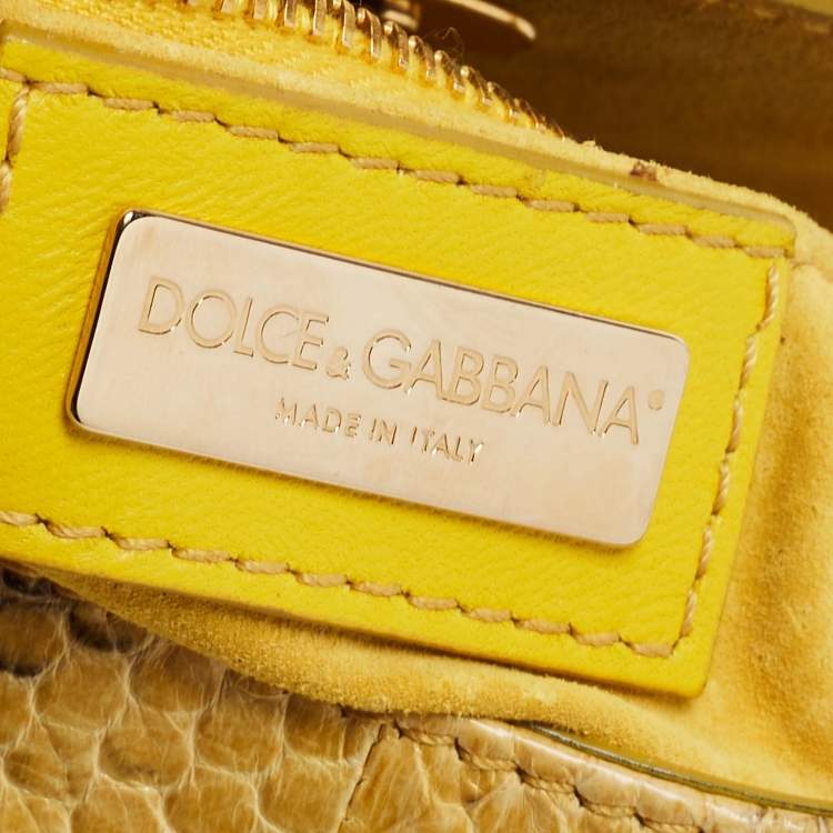 Pre Owned Dolce & Gabbana Yellow Snakeskin Leather Small Shoulder Bag