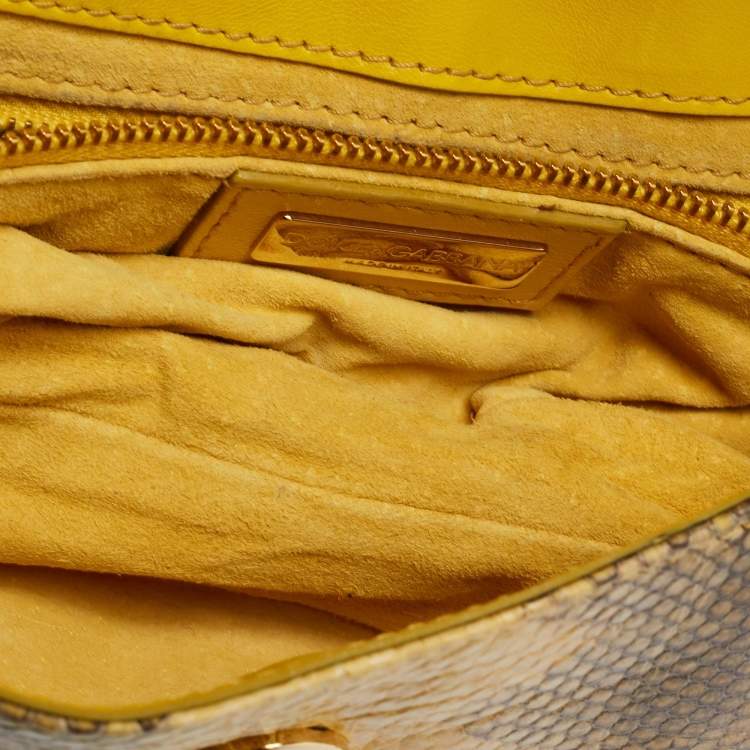 Pre Owned Dolce & Gabbana Yellow Snakeskin Leather Small Shoulder Bag