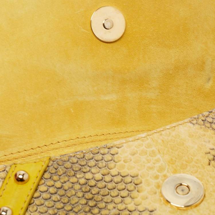 Pre Owned Dolce & Gabbana Yellow Snakeskin Leather Small Shoulder Bag