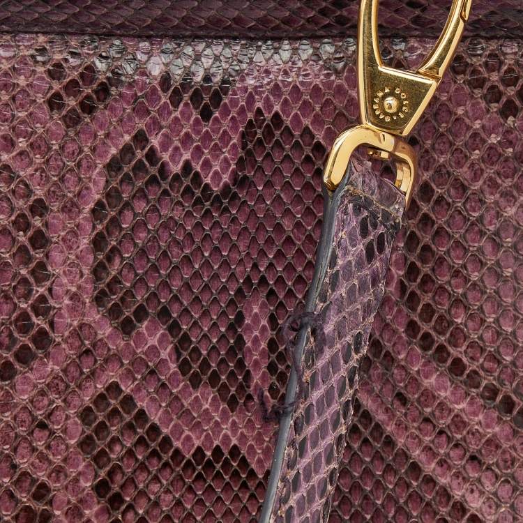 Pre Owned Dolce & Gabbana Pink/Black Python Leather Large Miss Sicily Top Handle Bag