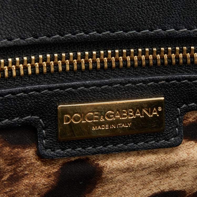 Pre Owned Dolce & Gabbana Pink/Black Python Leather Large Miss Sicily Top Handle Bag