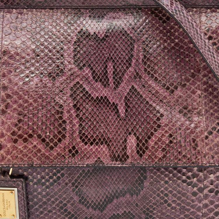 Pre Owned Dolce & Gabbana Pink/Black Python Leather Large Miss Sicily Top Handle Bag