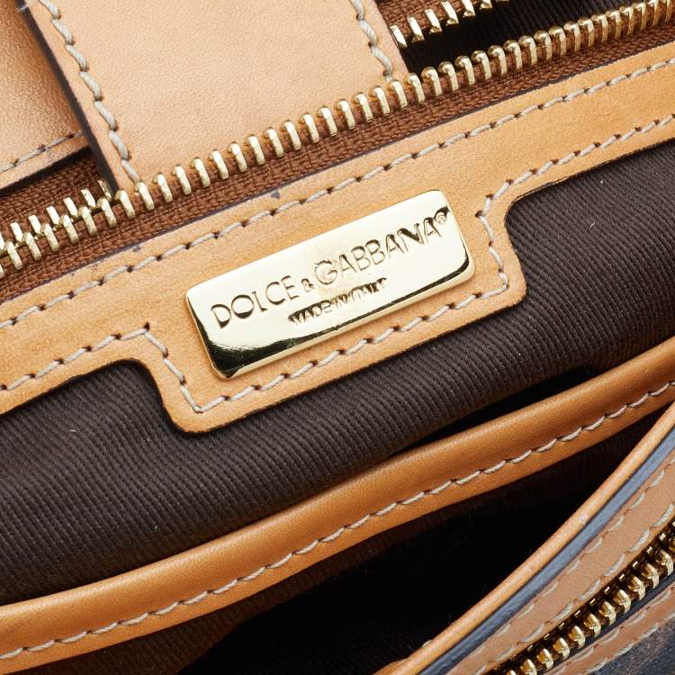 مملوكة مسبقًا Dolce & Gabbana Brown Leopard Coated Canvas and Leather Large Miss Sicily Top Handle Bag
