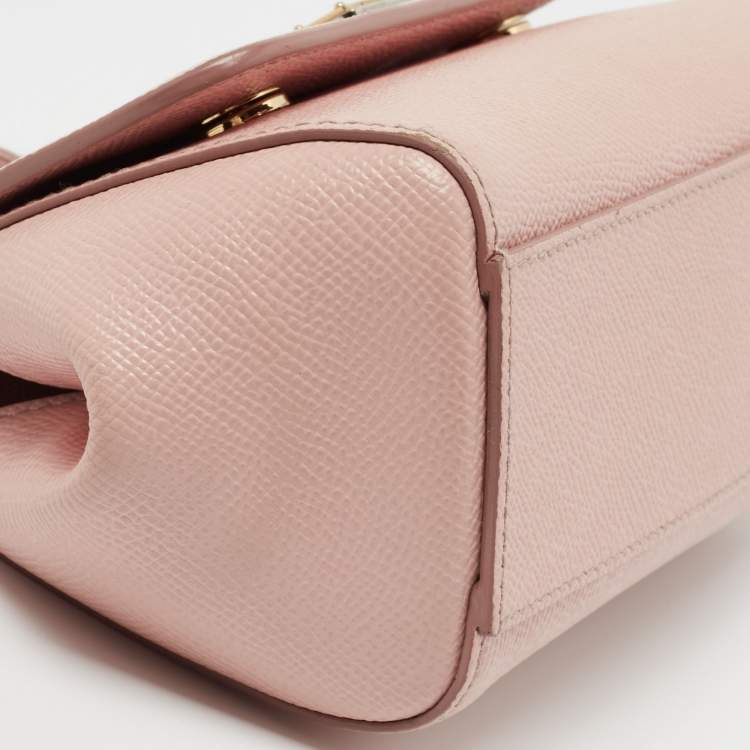 Pre Owned Dolce & Gabbana Light Pink Leather Mini Miss Sicily Top Handle Bag