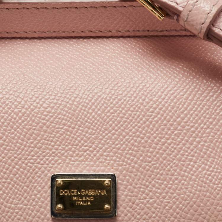Pre Owned Dolce & Gabbana Light Pink Leather Mini Miss Sicily Top Handle Bag
