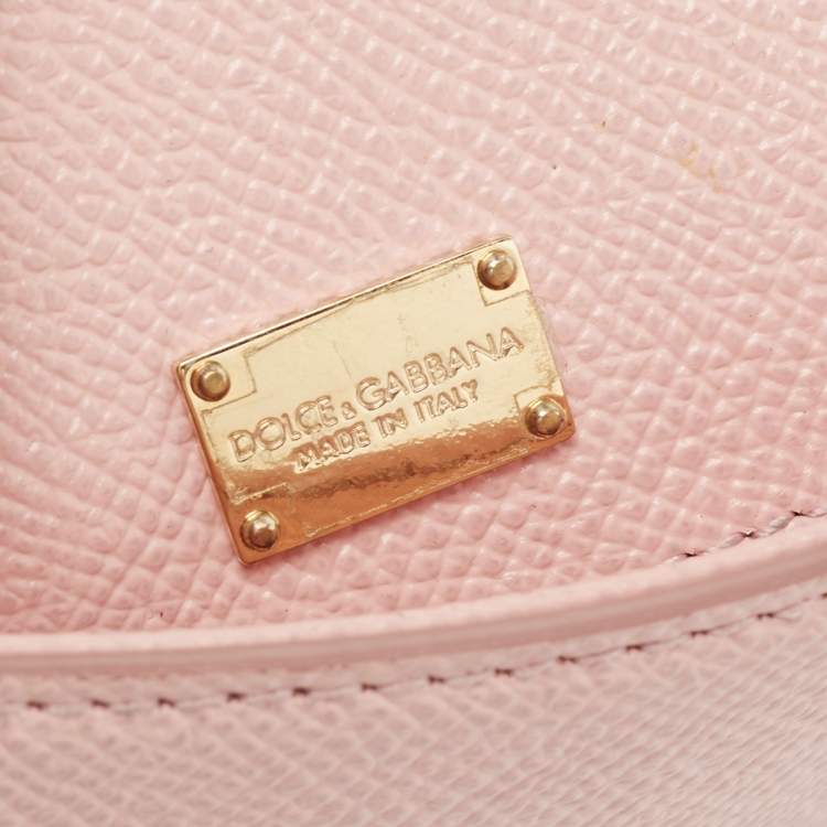 Pre Owned Dolce & Gabbana Light Pink Leather Mini Miss Sicily Top Handle Bag