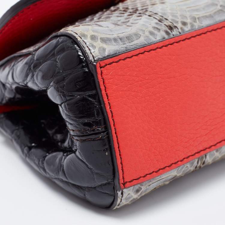 Pre Owned Dolce & Gabbana Multicolor Crocodile and Karung Mini Limited Edition Miss Sicily Top Handle Bag