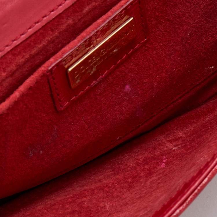 Pre Owned Dolce & Gabbana Red Eel Leather DG Gems Stone Embellished WOC Clutch