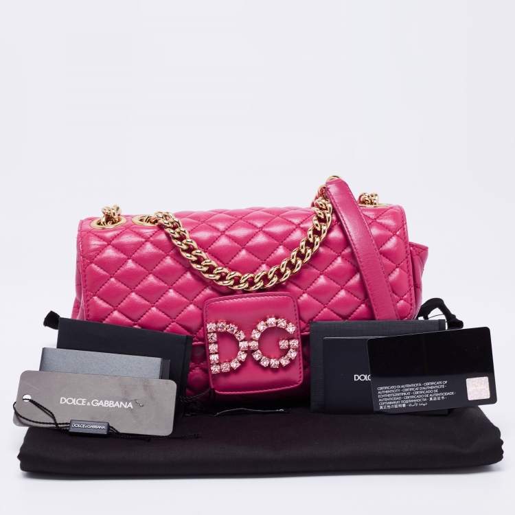 Pre Owned Dolce & Gabbana Pink Quilted Leather DG Millennials Shoulder Bag