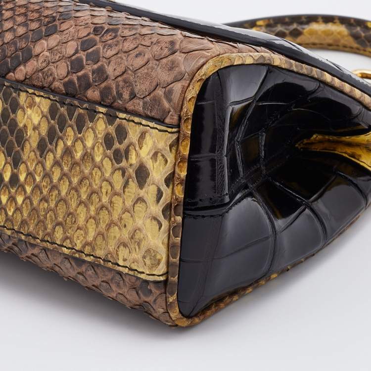 Pre Owned Dolce & Gabbana Multicolor Crocodile and Python Small Miss Sicily Top Handle Bag