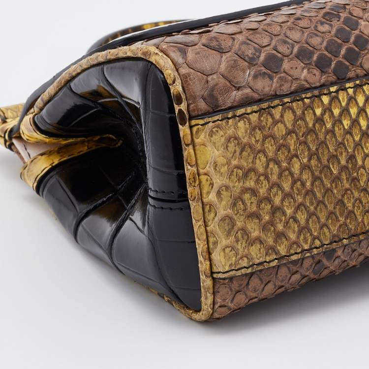 Pre Owned Dolce & Gabbana Multicolor Crocodile and Python Small Miss Sicily Top Handle Bag