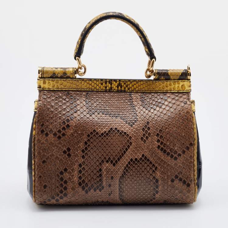 Pre Owned Dolce & Gabbana Multicolor Crocodile and Python Small Miss Sicily Top Handle Bag