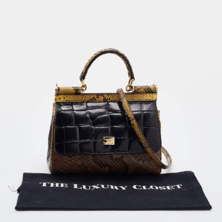 Pre Owned Dolce & Gabbana Multicolor Crocodile and Python Small Miss Sicily Top Handle Bag