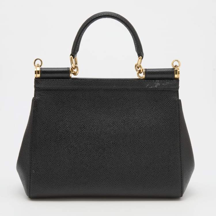 Pre Owned Dolce & Gabbana Black Leather Small Miss Sicily Top Handle Bag