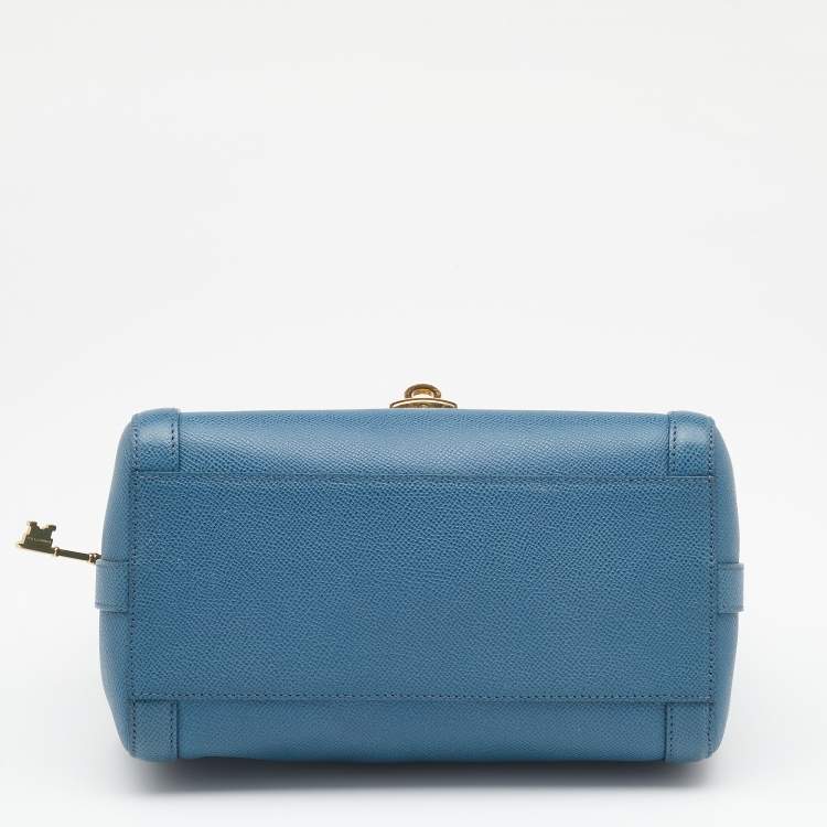 Pre Owned Dolce & Gabbana Blue Leather Padlock Top Handle Bag